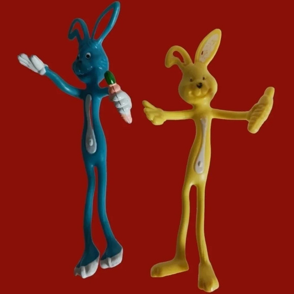 Bendable vtg  blue & yellow bunny rabbit - Picture 2 of 5